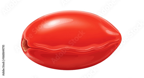 Vibrant red oval hard candy or lozenge.