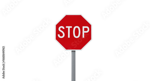 A bright red octagonal stop sign with the word 