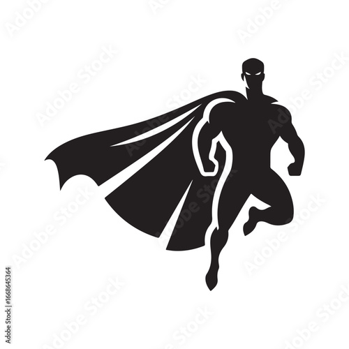 superhero pose vector silhouette clip art logo design illustration. superhero city sports icon collections.