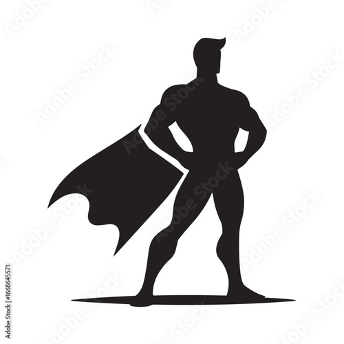 superhero pose vector silhouette clip art logo design illustration. superhero city sports icon collections.