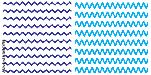 Vector wavy and zigzag horizontal underline. Waves line set. Set of wavy lines. Wave ornament pattern. Wave thin line background.