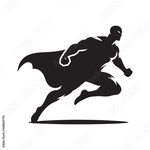superhero pose vector silhouette clip art logo design illustration. superhero city sports icon collections.