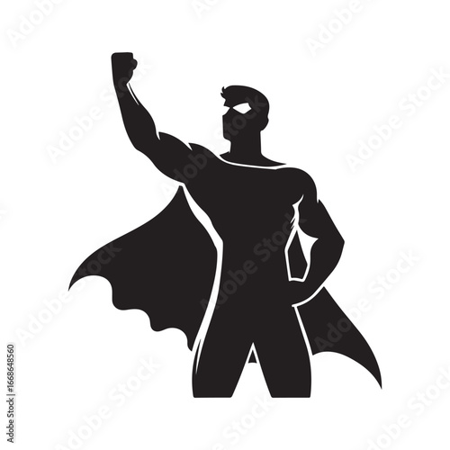 superhero pose vector silhouette clip art logo design illustration. superhero city sports icon collections.