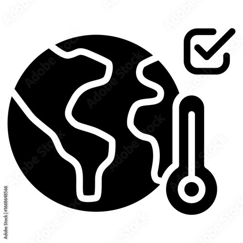 Climate Compliance Glyph Black Silhouette Icon Design Vector - Global commitment to international climate agreements and emission targets