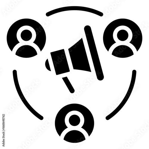 Influencer Glyph Black Silhouette Icon Design Vector - Collaboration with influencers to promote products and increase brand visibility