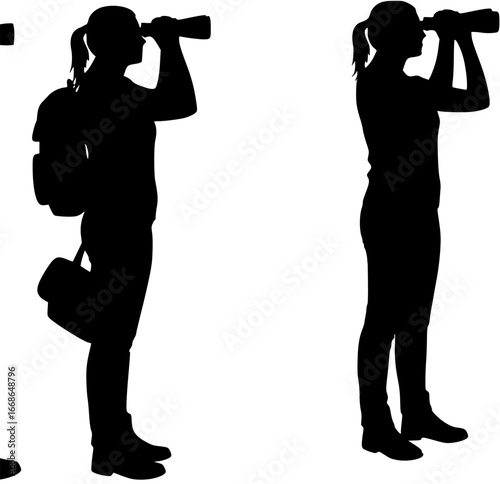 Woman with Binoculars in Silhouette
