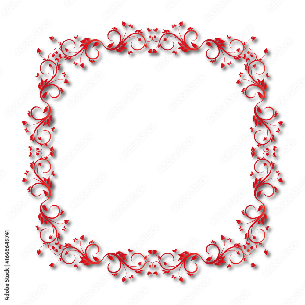 Obraz premium Red beautiful vector vintage frame on a white background. SVG