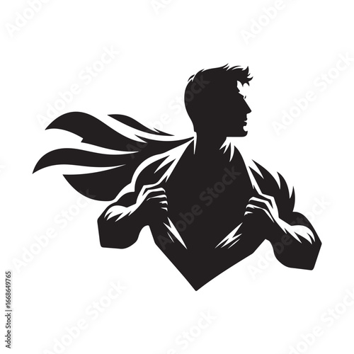 superhero pose vector silhouette clip art logo design illustration. superhero city sports icon collections.