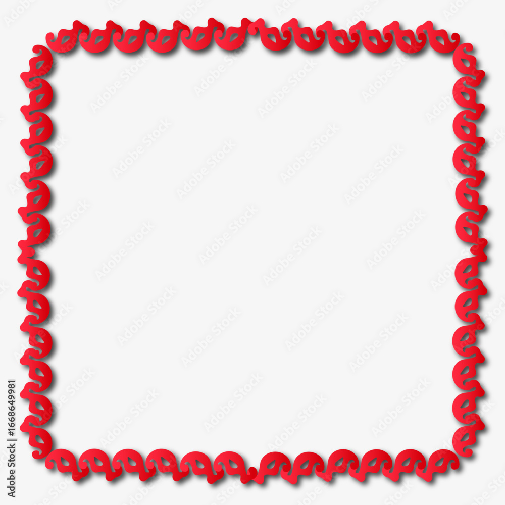 Obraz premium Red beautiful vector vintage frame on a white background. SVG