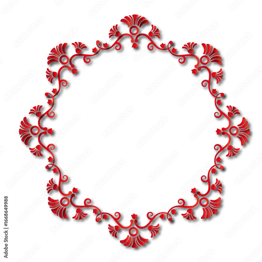 Fototapeta premium Red beautiful vector vintage frame on a white background. SVG