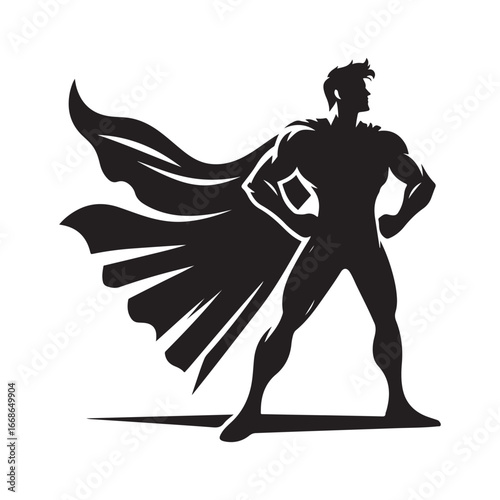 superhero pose vector silhouette clip art logo design illustration. superhero city sports icon collections.