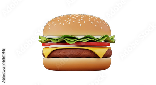 Delicious Burger A Mouthwatering Representation of a Classic American Meal, Ready to Enjoy