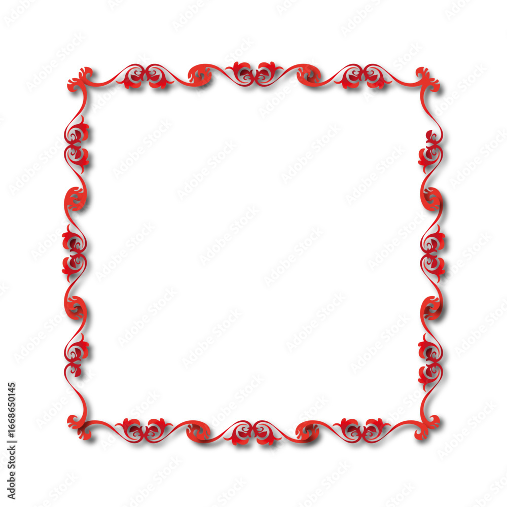 Naklejka premium Red beautiful vector vintage frame on a white background. SVG