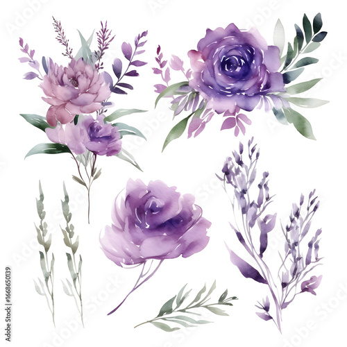 watercolor purple flowers