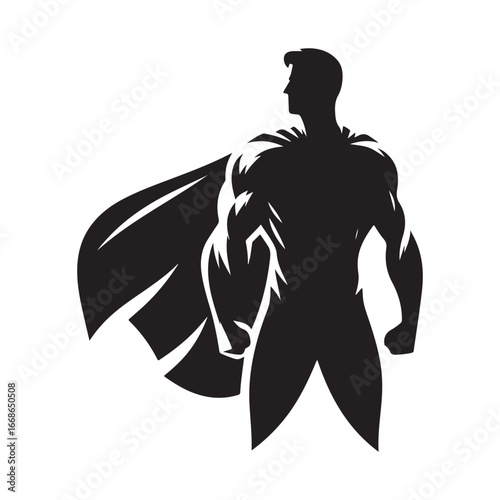 superhero pose vector silhouette clip art logo design illustration. superhero city sports icon collections.