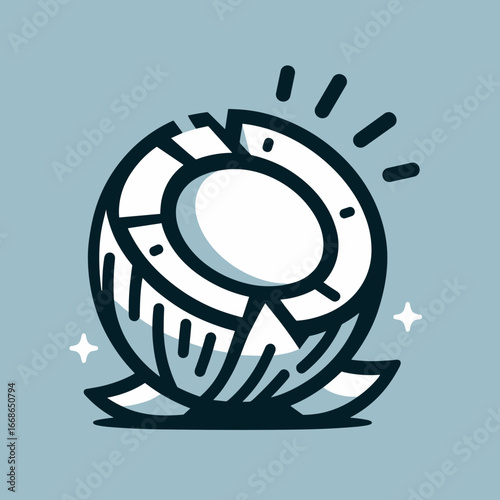 Stylized crystal object design radiating light on light blue background | graphic art concept