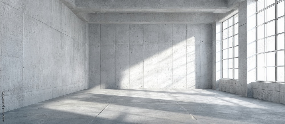Obraz premium Empty concrete interior with natural light