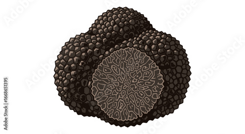 Close up view of a black truffle.