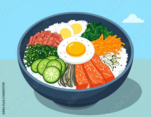 NASI DENGAN SAYURAN DAN TELOR