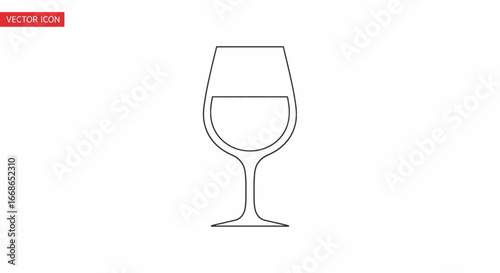 Simple Wine Glass Silhouette Minimalist Vector Outline of a Classic Drinking Vessel for Elegant Designs