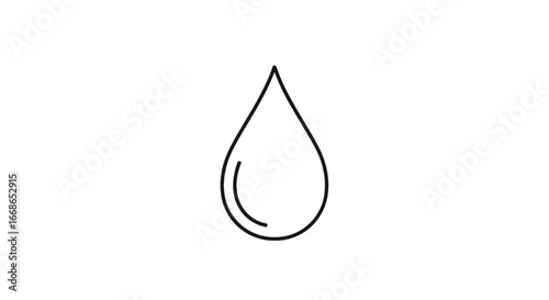 Simple black and white outline illustration of a water droplet, perfect for use in various design projects related to hydration, nature, or purity