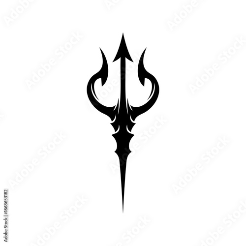 Black Trident Silhouette Vector Illustration
