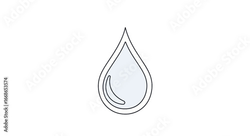 A simple, clean illustration of a water droplet with a subtle gradient, perfect for designs related to hydration, purity, and natural elements