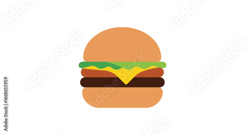 Delicious and iconic cheeseburger illustration, a classic fast-food staple, rendered in a clean, modern flat design style perfect for menus, apps, or food-related projects