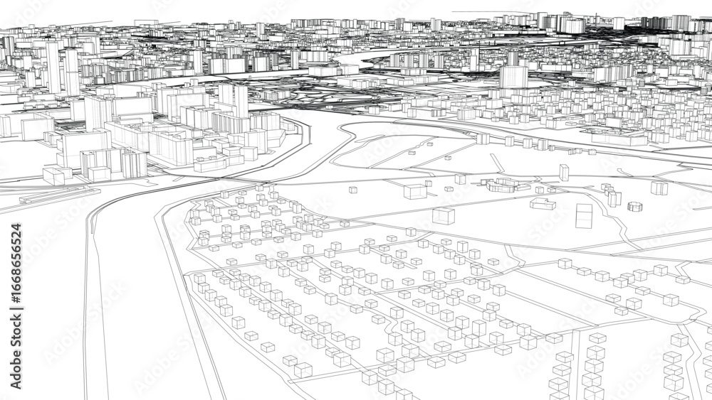 Obraz premium Intricate Cityscape Wireframe