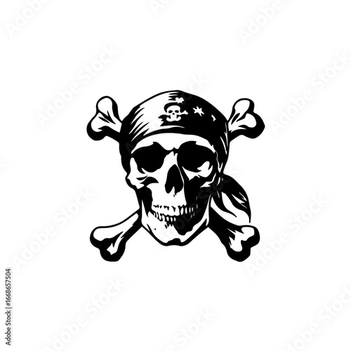 Skull and crossbones emblem, classic pirate symbol of adventure, danger, and treasure