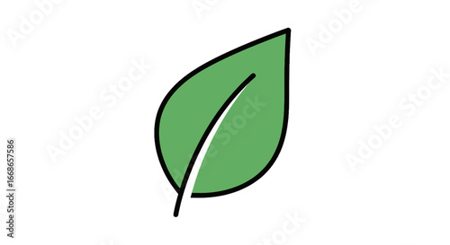 Elegant and simple green leaf illustration, a perfect emblem for eco-friendly initiatives, natural products, and sustainable living concepts