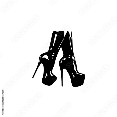 Elegant black high heel boots, showcasing confidence and bold fashion style statement