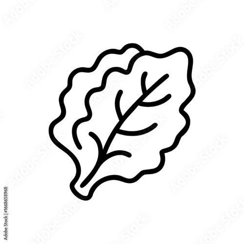 Single leafy green vegetable icon, isolated on a white background, perfect for healthy eating and dietary content