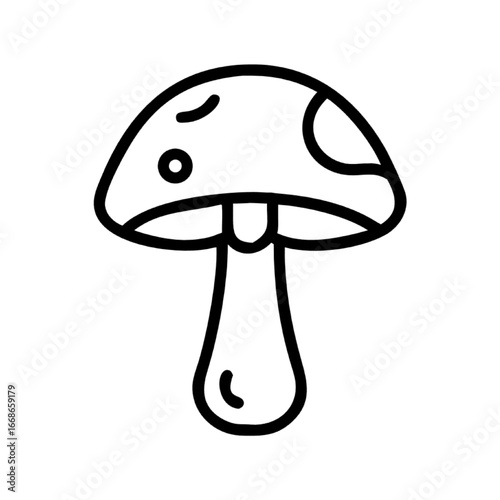 Simple outline illustration of a mushroom on a white background