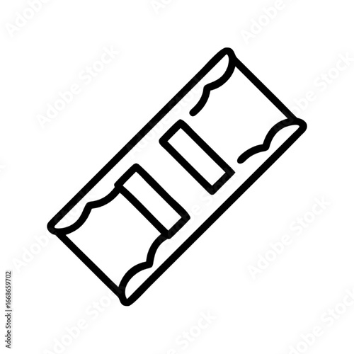 Minimalist Outline of a Snowboard with Binding Attachments, Clean Vector Graphic