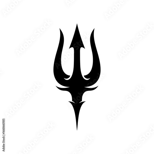 Silhouette of Trident Symbolizing Ocean Power