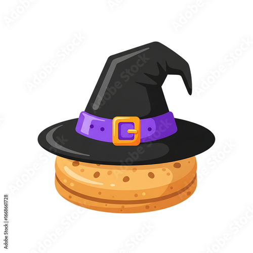 Halloween Witch Hat Cookie PNG | Cute Spooky Biscuit Illustration | Flat Cartoon Clipart