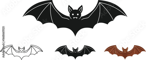 Various bat illustrations for halloween or spooky themed designs