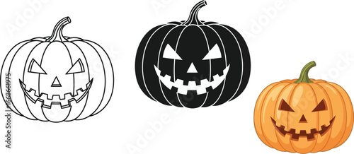 Halloween pumpkins in different styles for spooky season designs