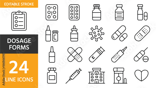 Medical and pharmaceutical icons silhouette