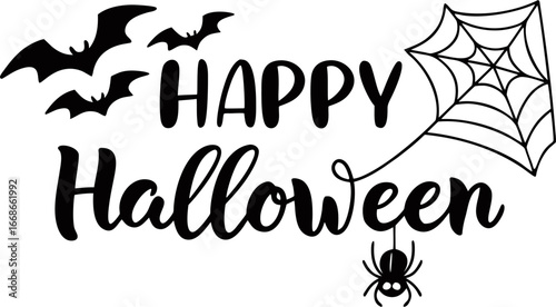 happy halloween decoration vector on transparent background	