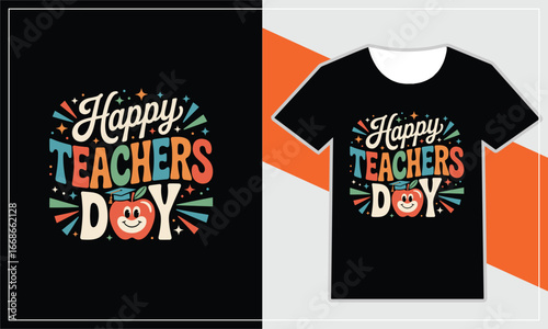 Happy teachers day retro style t shirt design