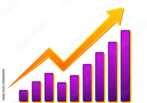 Upward trending business growth chart with golden arrow and purple bars representing success transparent background Free Download Upward trending business growth chart with golden arrow and purple bars representing success transparent background - GFXLoad