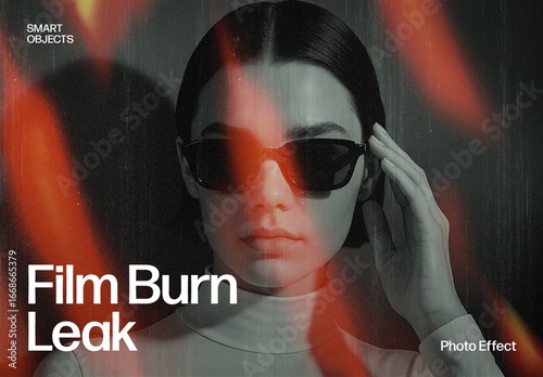 Film Burn Leak Photo Effect with Retro Vintage Light Leaks and Analog Texture 