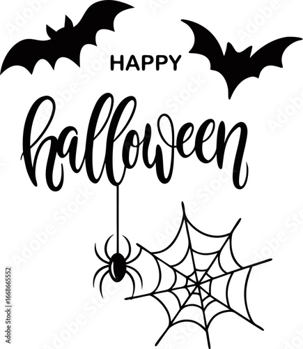 happy halloween text vector isolated on transparent background