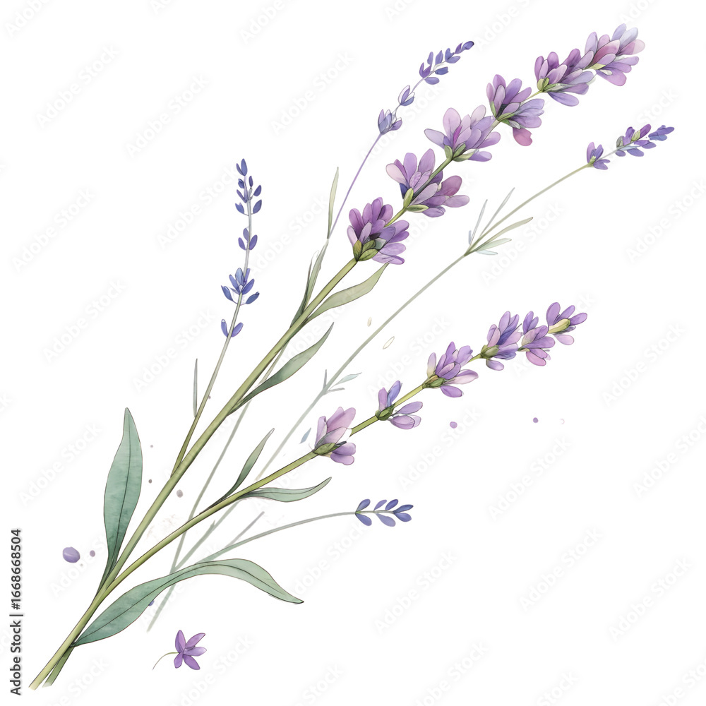 Naklejka premium Soft lavender watercolor floral artwork high resolution picture