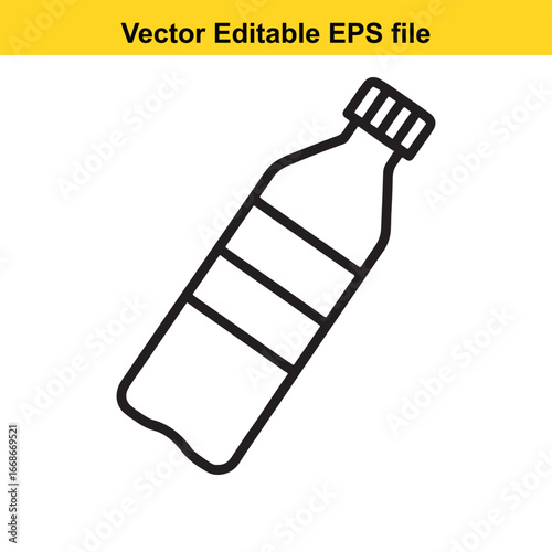 Simple outline icon of a plastic water bottle isolated on white background
