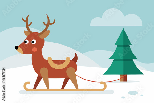 reindeer and christmas tree