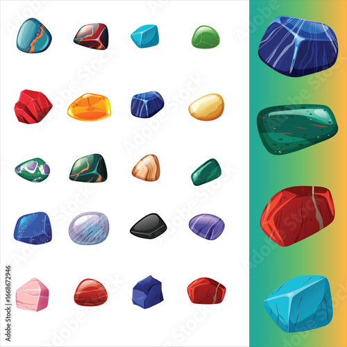 Diffrent Stones With diffrent colour Vector illustartion 