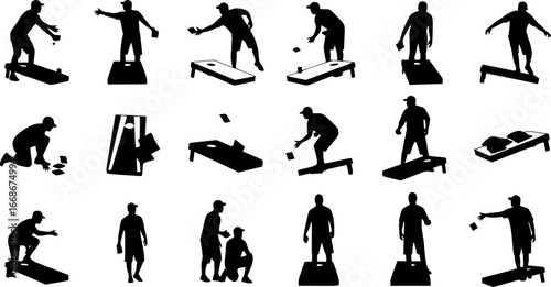 Cornhole players silhouette, Cornhole players svg, Cornhole svg, Cornhole player silhouettes, Cornhole sport silhouettes.